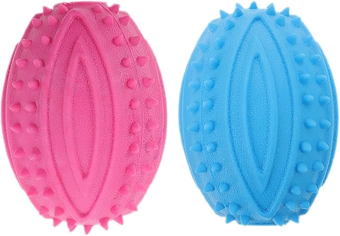 KALLORY 2pcs Dog Squeaky Rubber Balls Chew for Small Dogs Puppy Teething Interactive Play Indoor Outdoor Pet Supplies