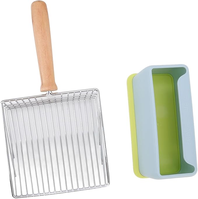 Ymiko Metal Cat Litter Scoop, Cat Poop Shovel Pooper Scooper Kitten Poop Sifting with Holder Litter Scoop for Box