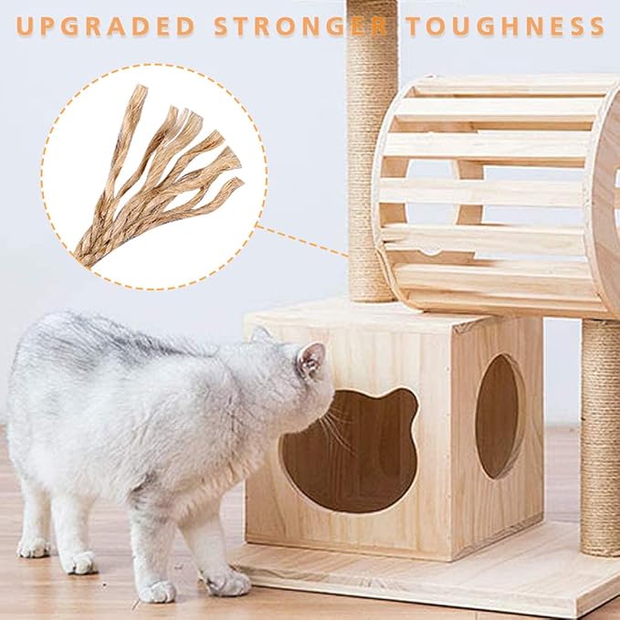 Barelove Cat Scratching Post Replacement, 4 Pieces Cat Scratcher Cat Tree Replacement Parts, 15.4'' x 2.67" Dia + 7.87“ x 2.67" DiaNatural Sisal Rope Cat Scratch Posts Include M8 Screws