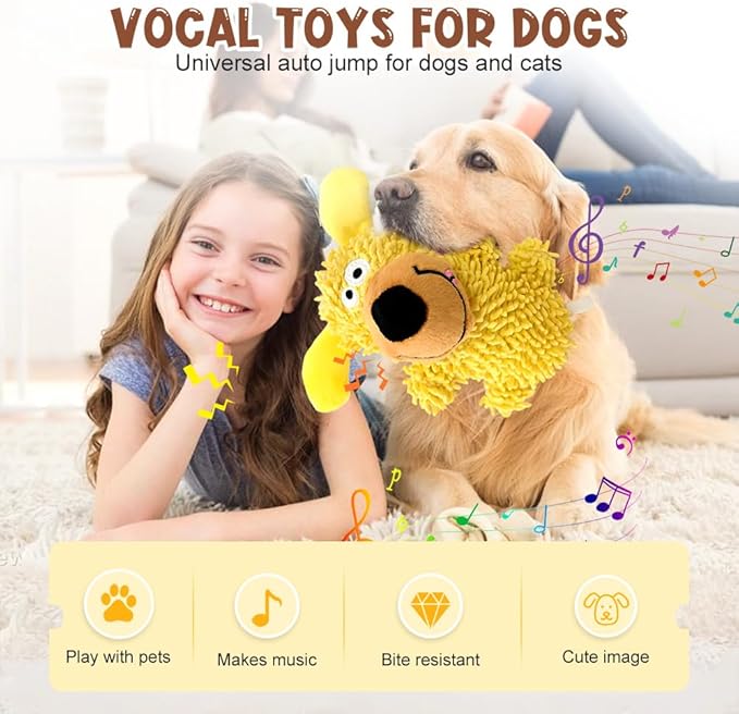 Indestructible Dog Toy, 2026 New Durable Dog Toy, Soft Puppy Toy for Indoor Play, Interactive Chew Toy with Squeaker for Small Dogs (Yellow)