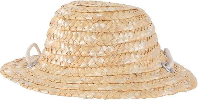 Pet Straw Sunshade Hat for Dogs and Cats, Woven Straw Hat with Cotton Rope, Small Size, Casual Outdoor Dress-up Accessory for Summer Pet Supplies Random Color