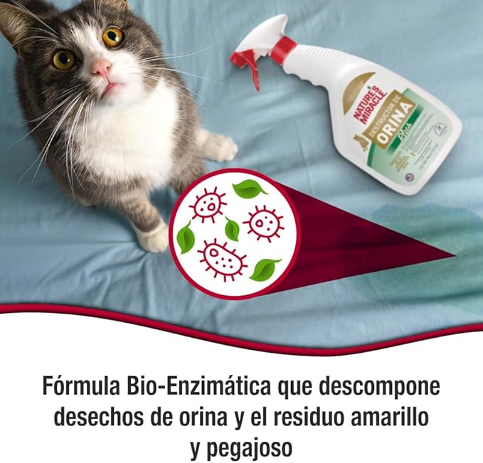 Nature’s Miracle Urine Destroyer Plus Cat, 32 Ounces,Unscented, Enzymatic Formula, Ready-to-Use