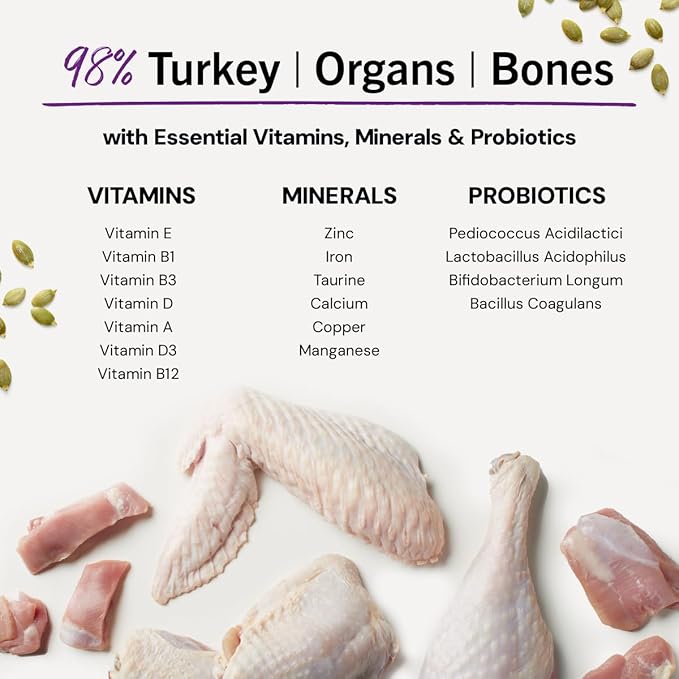 Stella & Chewy's Freeze-Dried Raw Cat Dinner Morsels - Premium Turkey Recipe with 98% Farm-Raised Meat & Organs - Natural Grain-Free Cat & Kitten Food - Made in USA - 8 oz