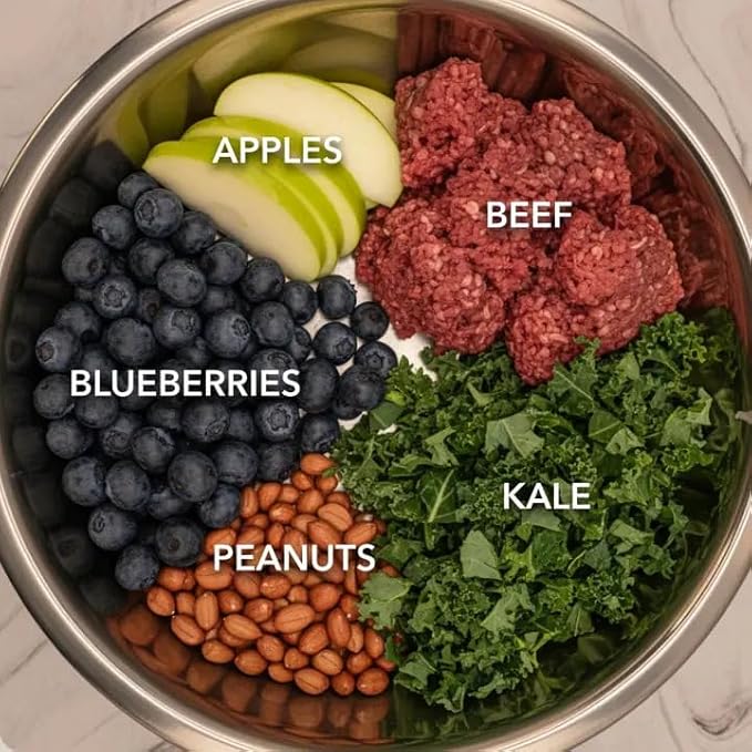 Gut Health Topper for Dogs — Digestive Support Powder with Real Beef, Blueberries, Kale, Apples & Peanuts | Prebiotic Fiber for Firmer Stools, Sensitive Stomachs & Daily Gut Wellness | 100g