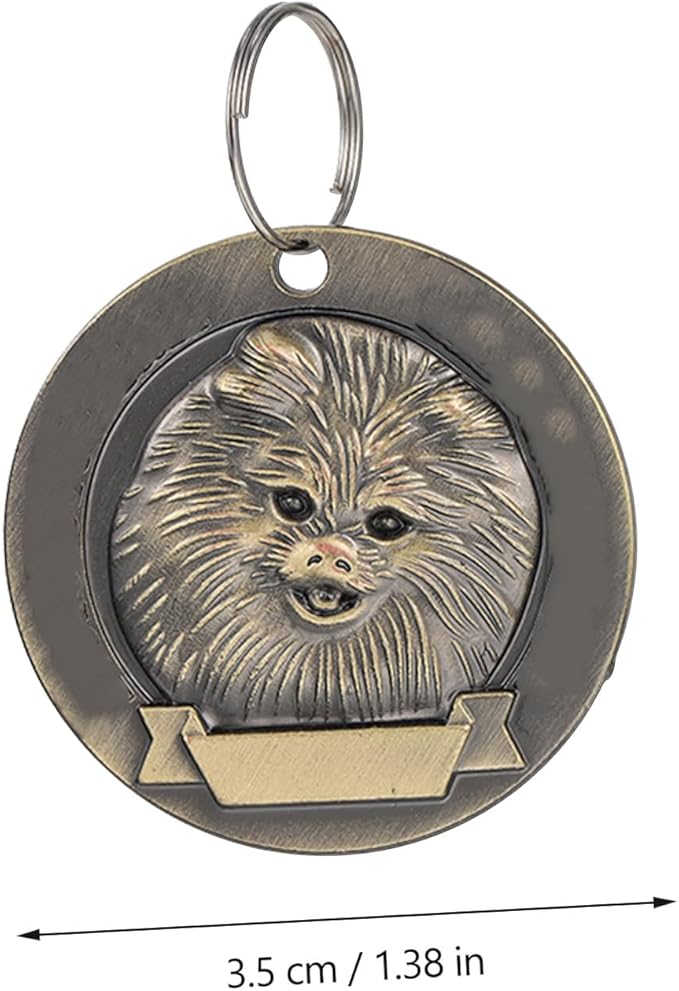 FRCOLOR 3pcs Vintage Bronze Pomeranian Dog Id Tags Pet Identity Hangings Sturdy Pet Supplies for Small Dogs Collar Accessories