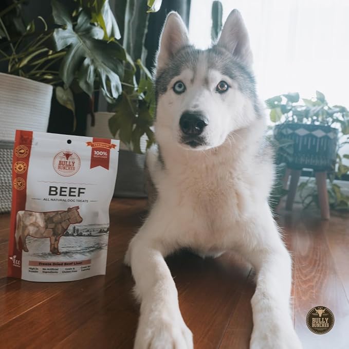 Bully Bunches Freeze Dried Beef Liver Dog Treats - Made in USA, Human Grade, Natural Single Ingredient, High Protein Training Treats for Dogs & Puppies, Grain Free - 3.53 oz