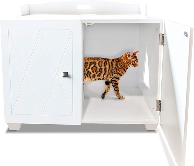Furhaven Designer Hidden Litter Box Storage Container Cabinet - White, One Size