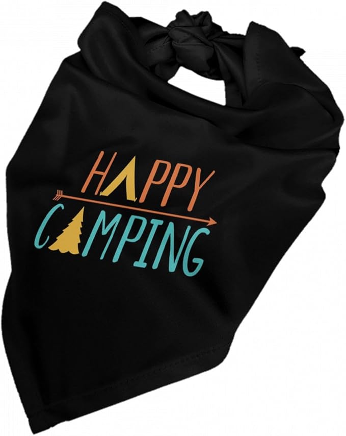 Happy Camper Summer Dog Bandana，Adorable Puppy Accessory for The avid Camper ，Pet Neckerchief for Pets Daily Wear Photo Prop Party Supplies,Funny Cute Dog Bandana (Colored)