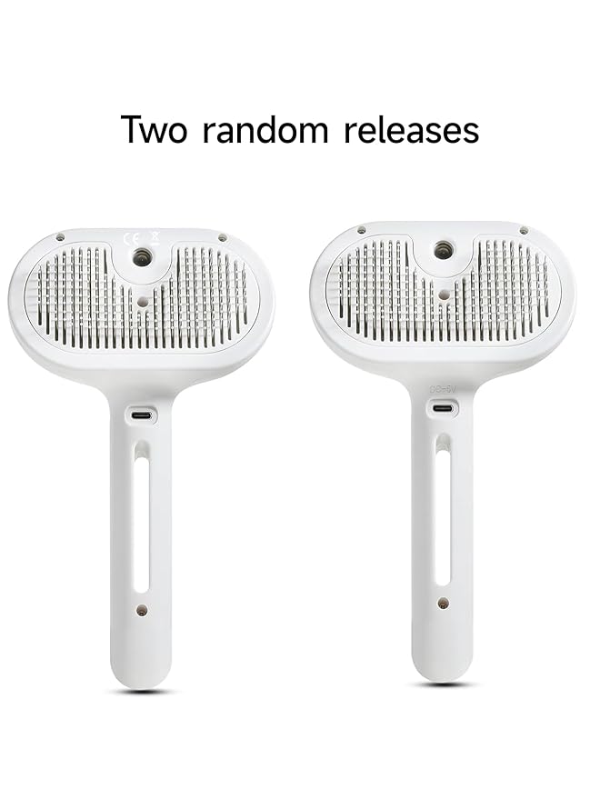 Cat Steam Brush for Shedding, 3 In 1 Steam Cat Brush Self Cleaning, Dog Brush for Long and Short Hair Dogs and Cats, Pet Grooming Comb Remove Tangled Loose Hair, Type-C Fast Charging (White)