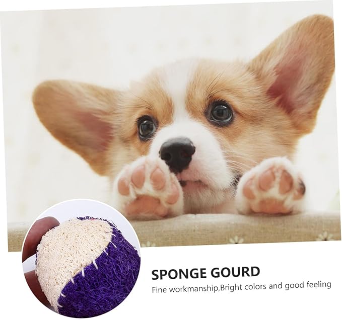 2pcs Natural Loofah Pet Chew Tennis Balls for Dogs Sturdy Puppy Training Supplies Interactive Outdoor Play Random Color