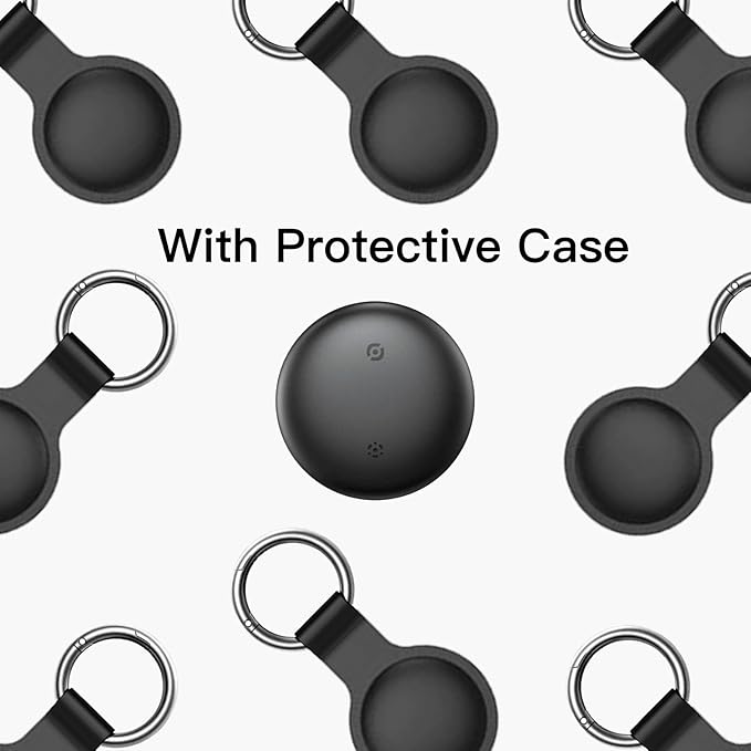 RAINDROPS Air Tracker Tags 4 Pack, Bluetooth Tracker Works with Apple Find My, Item Finder for Keys, Luggage, Backpack, Pets (iOS Only, Black, 4 Pack)