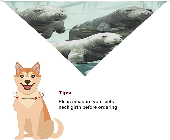 Dog Bandana Spring Pet Scarf Adjustable Triangle Rabbits Manatees Printing Dog Bib Washable Polyester Puppy Bandana for Small Medium Large Dogs Cat Birthday Party Supplies