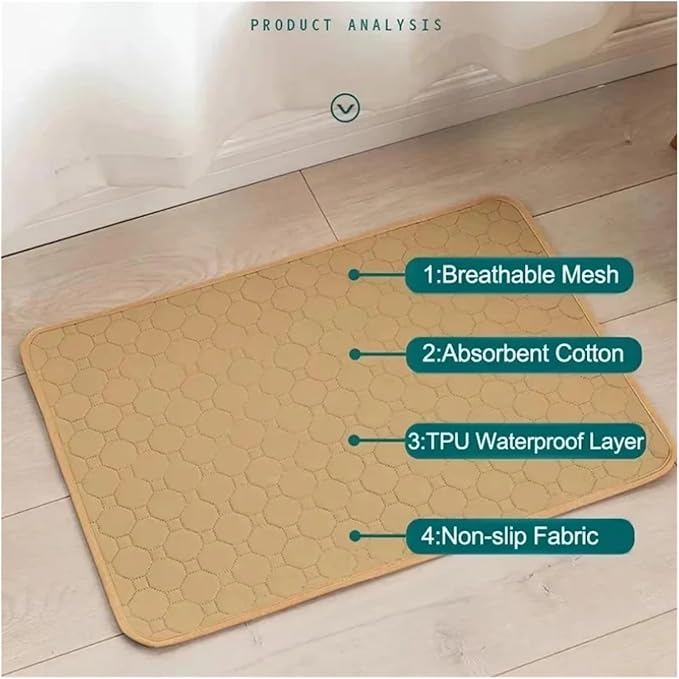 Cat Dog Urine Pads Washable Reusable Anti Slip Pet Pee Pad Puppy Training Pad Pet Bed Urine Mat Compatible with Car Seat Cover Pet Supplies(Grey,L 70x50cm)
