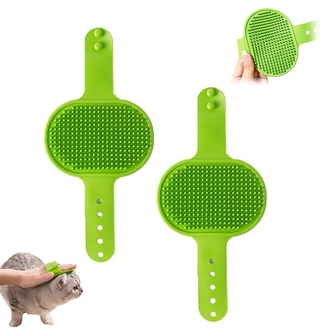 Silicone Grooming Strap Pad for Cats, Silicone Grooming Strap Pad 2-in-1self Groomer for Kitten,Bathing Brush,Scratching Board Pet Supplies for Cats Tree Furniture Sofa Chair Legs (2pcs Green)
