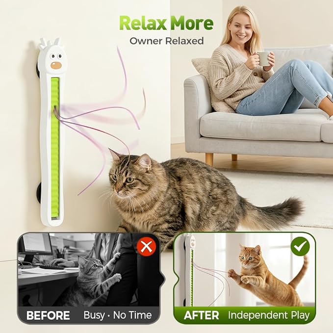 Auto Motion Flying Rope Cat Toy from Lazy to Crazy, 2026 New Electric Wall-Mounted Flying Rope Toy, Automatic Interactive Cats Toy for Indoor Cats, Bored Kittens and Adult Cats (Blue)