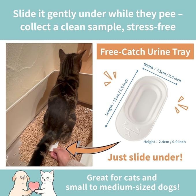 Cat & Small Dog Urine Collection Starter Kit (2 Uses) - Free-Catch Disposable Paper Trays, Test Strips & Droppers - Supports Midstream Clean-Catch - Easy At-Home Samples for Vet Visits - Made in Japan