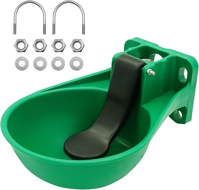 1pcs Automatic Livestock Waterer Bowl Water Trough Outdoor Cow Plastic Sink Horse Sheep Cattle Drinking Bowl Pet Feeding Bowls（Green） ﻿