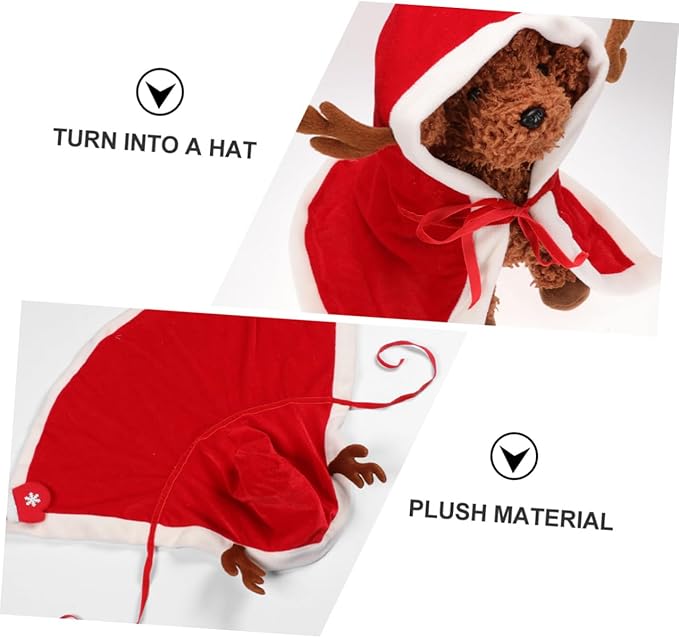 Abaodam Christmas Pet Cloak Dog Clothes Fleece Hooded Cape XL Winter Costume for Dogs Holiday Pet Supplies