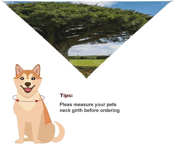 Dog Bandana Spring Pet Scarf Adjustable Triangle Landscape Tree Printing Dog Bib Washable Polyester Puppy Bandana for Small Medium Large Dogs Cat Birthday Party Supplies