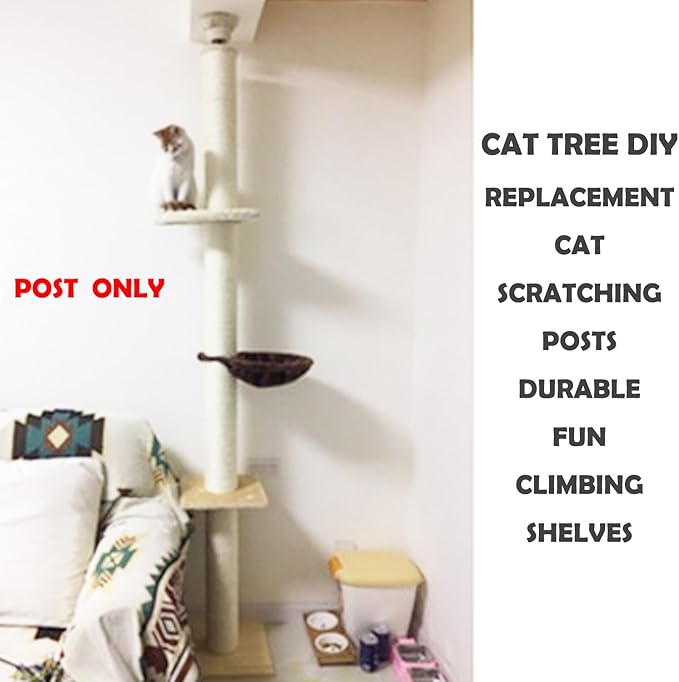 2Pcs M10 Cat Tree Replacement Post - 10mm Bolt Sisal Cat Scratching Post Replacement Pole DIY M10 Bolt Sturdy PVC Tubes Screws Included (4.72 * 15.7")