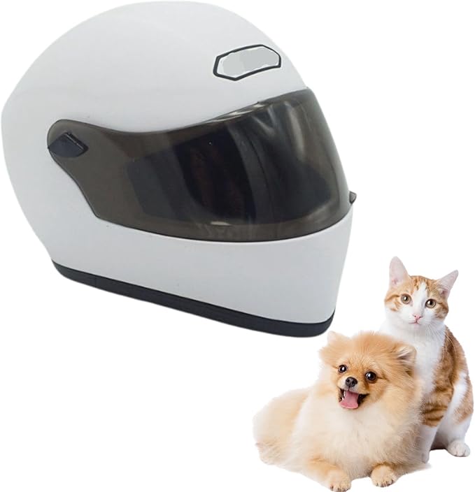 Pet Motorcycle Helmet Dog/Cat Full Face Motorcycle Helmet Outdoor Motorcycle Bike Riding Helmet Hat for Cat Dog Doggie Puppy Kitten Pet Supplies Racing Car Fan Collectible Small Gift (White)