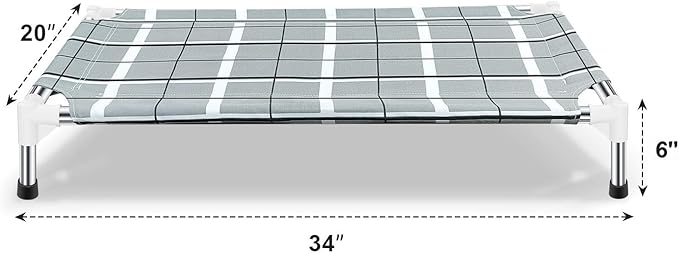 Elevated Raised Outdoor Dog Bed - Cooling Lifted Outside Dogs Cot Bed with Non-Slip Feet Dog Hammock Bed with Stainless Steel Frame Portable Puppy Pet Bed for Indoor & Outdoor