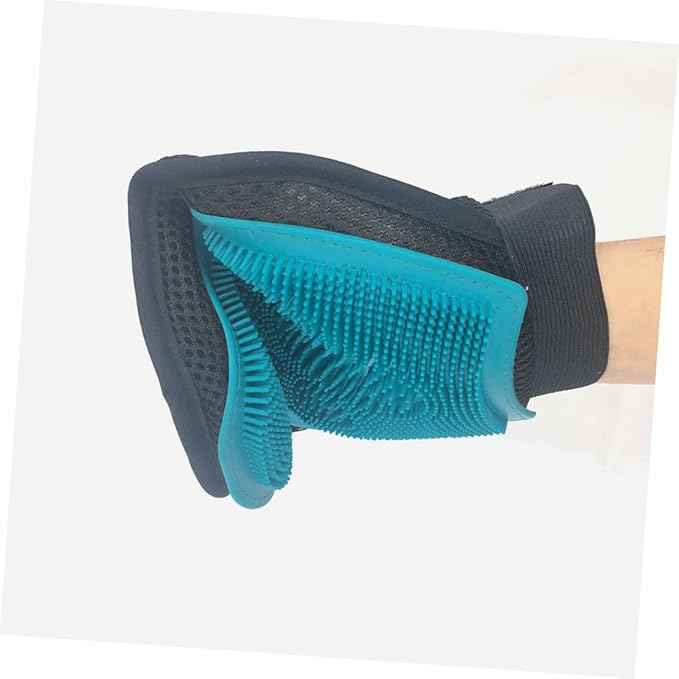VOSAREA Double-Sided Silicone PET Massage Glove Brush for Cats and Dogs Effective Hair Remover for Bathing and Grooming for Shedding and PET Care