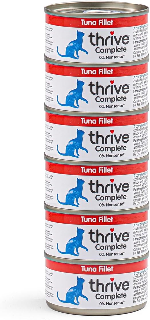 thrive Complete 100% Natural multiple flavors food for cats (6 Packs, Tuna Fillet)
