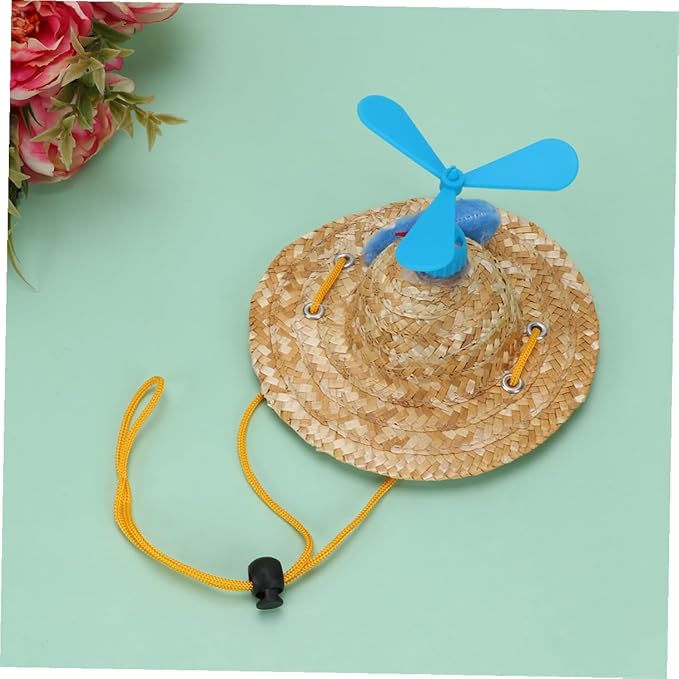 Pet Straw Hat Woven Airplane Cap Funny Photo Prop Decorative Hat for Dogs Large Size Pet Supplies