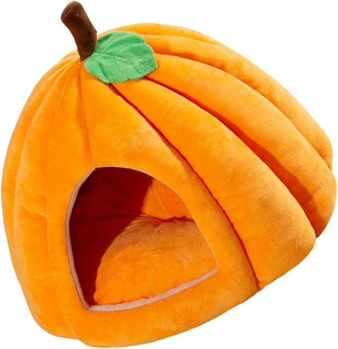 Peiiwdc Detachable Pet Bed Kitten Puppy Dog Cave Cartoon Pumpkin Pet Detachable Cushion Nest Supplies Cave Washable