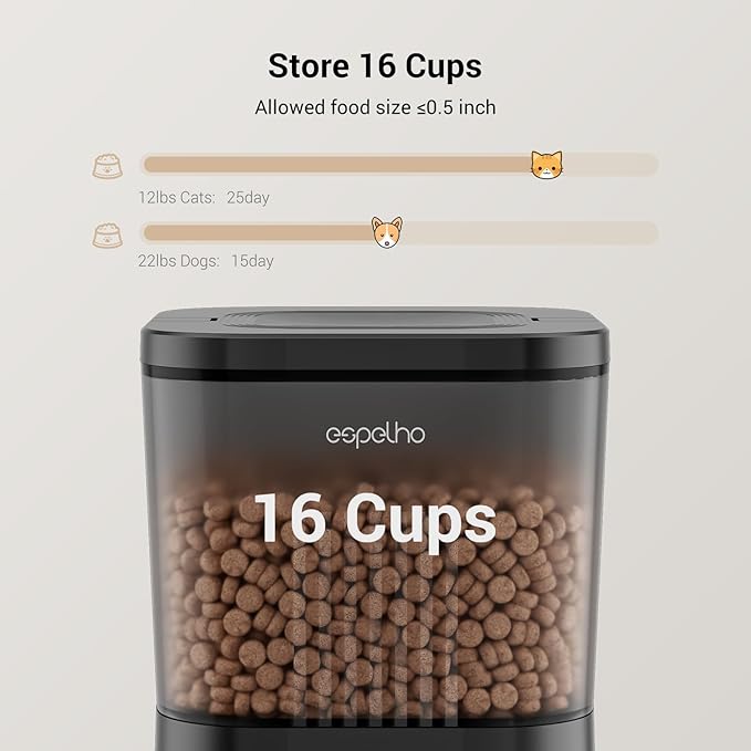 Espelho Automatic Cat Feeders WiFi: 2.4Ghz Smart APP Control- Timed Cat Food Dispenser with Desiccant Bag Keep Fresh for Indoor- Easy Set Up and Clean with Voice Recorder- Up to 10 Meals per Day