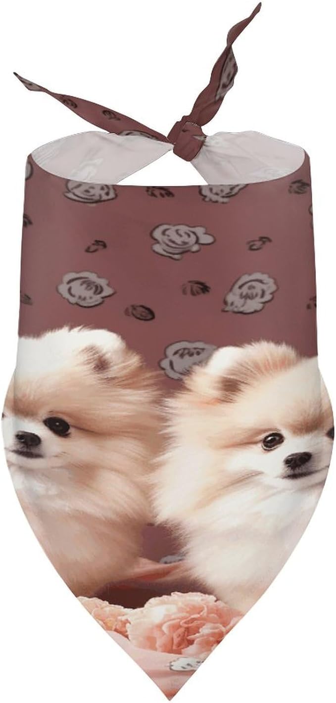 Dog Bandana Spring Pet Scarf Adjustable Triangle Pomeranians Puppies and Point Printing Dog Bib Washable Polyester Puppy Bandana for Small Medium Large Dogs Cat Birthday Party Supplies