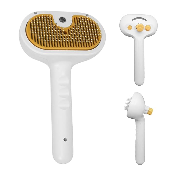 Pet Steam Brush for Cat,Self-Cleaning Cat Grooming Shedding Comb - Detangling Steam Brush - for Indoor Bath Shower Home Travel Pet Puppy Kitten