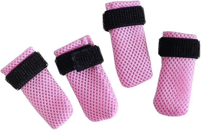Cat Boots,Dog Boot for Injured Paw,Breathable Mesh Cat Claw Protectors Anti Scratch for Cutting Nails_L(Pink)