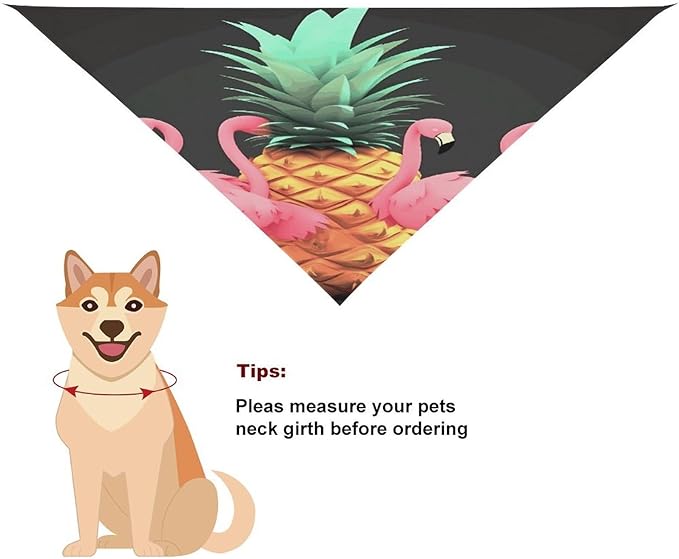 Dog Bandana Spring Pet Scarf Adjustable Triangle Pineapple Flamingos Printing Dog Bib Washable Polyester Puppy Bandana for Small Medium Large Dogs Cat Birthday Party Supplies