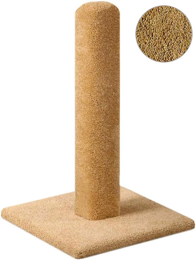 CozyCatFurniture 20, 25 & 30 inches Solid Wood Cat Scratching Posts, Tan Carpet, USA Made (30")