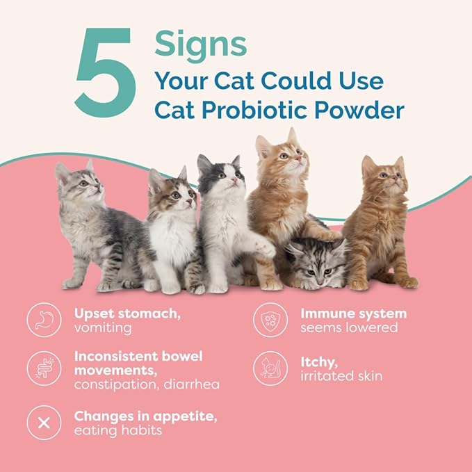 PranaPets Cat Probiotic Powder | Digestive Aid and Immune Support for Cats