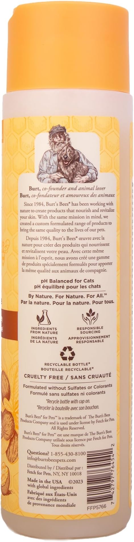 BURT'S BEES FOR PETS Hypoallergenic Cat Shampoo with Shea Butter and Honey, Gentle Kitten Shampoo for Indoor Cats with Dry or Sensitive Skin, Cat Bathing Supplies, 10 Fl Oz - 2 Pack