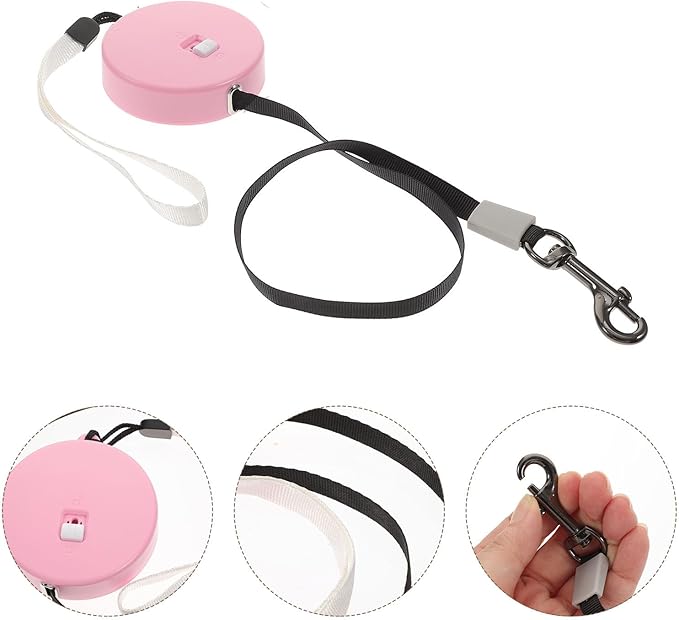 Toyvian Retractable Dog Leash 3 Meters Long Round Pink Multifunctional Rope Leash for Small Dogs Cats and Rabbits Outdoor Walking Pet Supplies Random Color