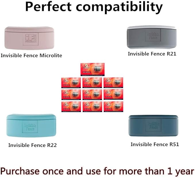 Pet-Fence Compatible for Invisible Fence Battery for Dog Collar, Batteries for Dog Collars Invisible Fence Brand Power Cap R21,R22,R51,Microlite Collars Safe and Durable (10 Pack)