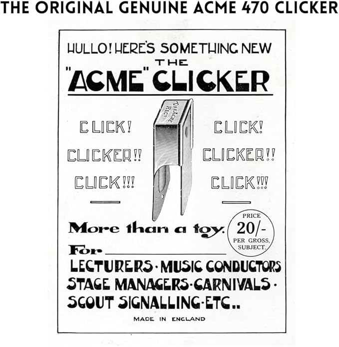 ACME Genuine 470 Dog Training Clicker Cricket - Positive Reinforcement, Loud & Reliable, WWII D-Day Paratrooper Memorabilia. Made in The UK. Solid Brass with a Polished Brass Finish