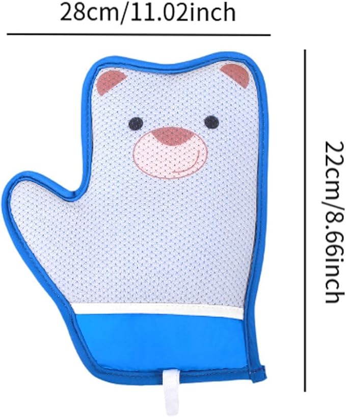 Cat Grooming Glove Brush Pet Hair Remover Mitt,Reusable,Hook Design,Portable Massage Detangling Shedding for Rabbits Clothes, Bear Pattern