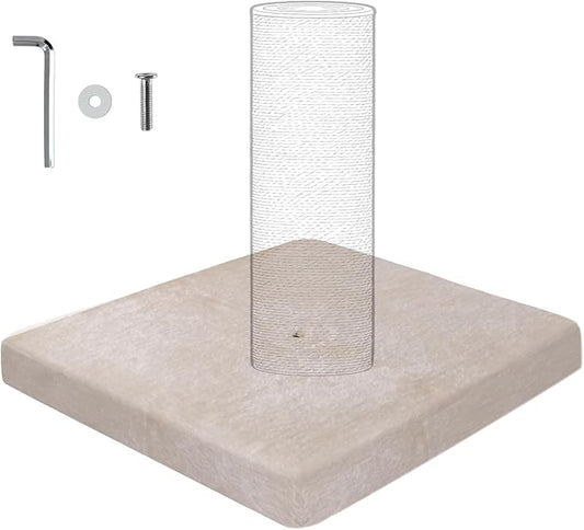 Cat Scratching Post Replacement Base, Cat Tree Replacement Parts, Foldable Base Covered with Soft Plush, Suitable for M8 Screws Cat Tree Scratcher Indoor for Kittens (Beige)