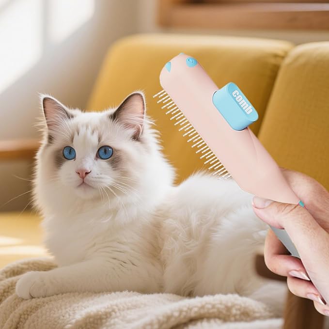 Pet Comb | Self-Cleaning Non-Slip Brush Supplies with Metal Teeth | Cat Hair Comb,for Dog Puppy Animals Indoor Home Shedding