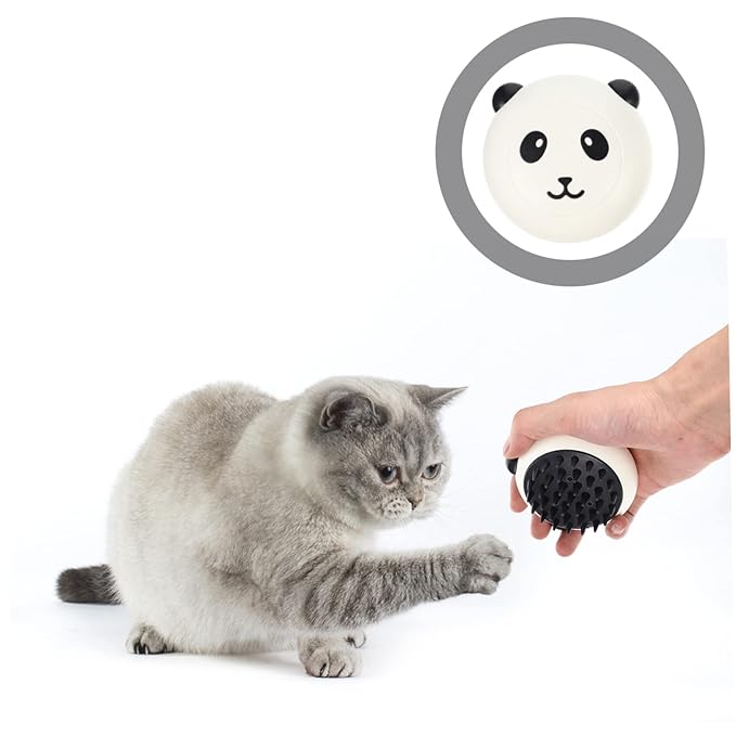 Angoily 2pcs Pet Bath Brushes Wear-resistant Dog Grooming Combs with Panda Design for Shedding and Massage for Dogs and Cats