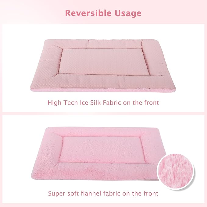 Dog Bed Mat, Crate Pad Reversible,Soft Kennel Pad, Washable Crate Mat (Cool and Warm),Pet Sleeping Mattress for Small Medium Dogs XB009