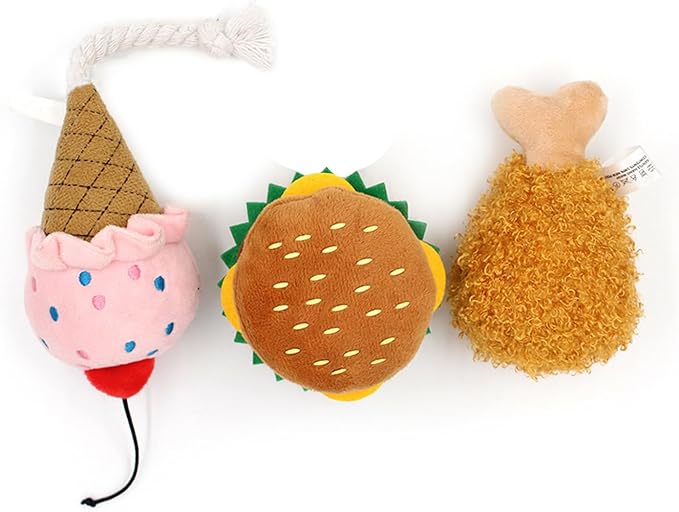 Peiiwdc Stuffed Simulation Food Shape Dogs Squeaky Toy Soft Massage Supplies Pet Simulation Food Molar Pet Supplies Chew for Aggressive Chewers Large Breeds Indestructible for Small Stuffed