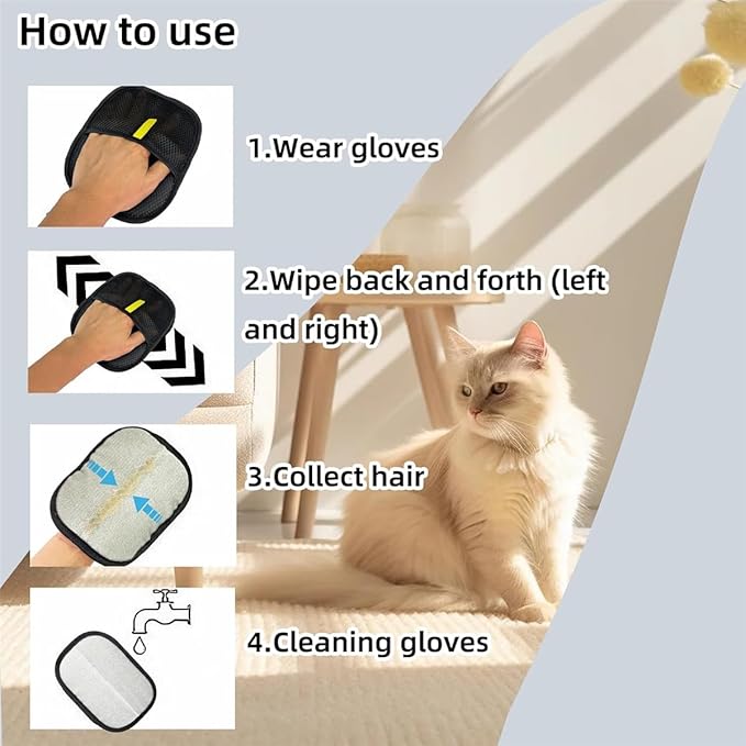 Pet Hair Removal Glove for Dogs & Cats, 1 Pack Electrostatic Pet Hair Remover Glove Tools, Reusable & Washable Magic Pet Grooming Gloves Brush Tool for Furniture, Bed, Couch, Carpet, Clothes, Car Seat