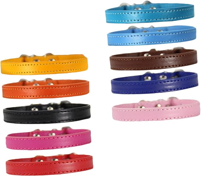 Garneck 10pcs Pu Dog Collars Decorative Pet Neck Chains with Adjustable Length 1.0 * 30cm for Puppy Identification and Festive Pet Supplies Random Color