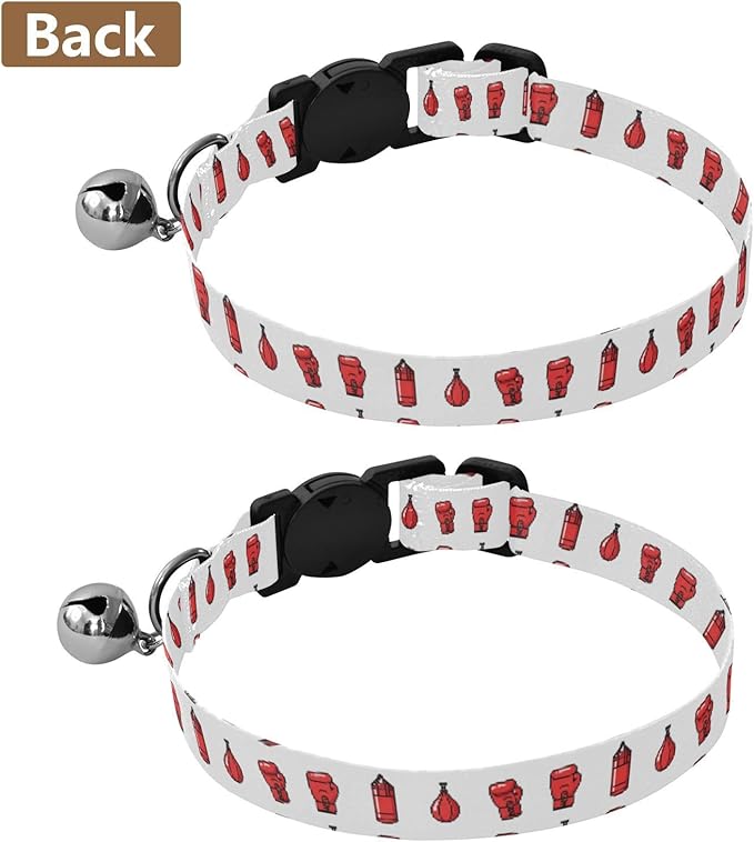 Dog Collar Boxing Bag White Pattern Dog Collars Cute Puppy Collar Adjustable Cat Pet Collar for Dogs Cats Pets Supplies 2 Pack